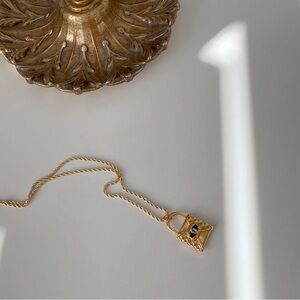 CC lock necklace gold and black